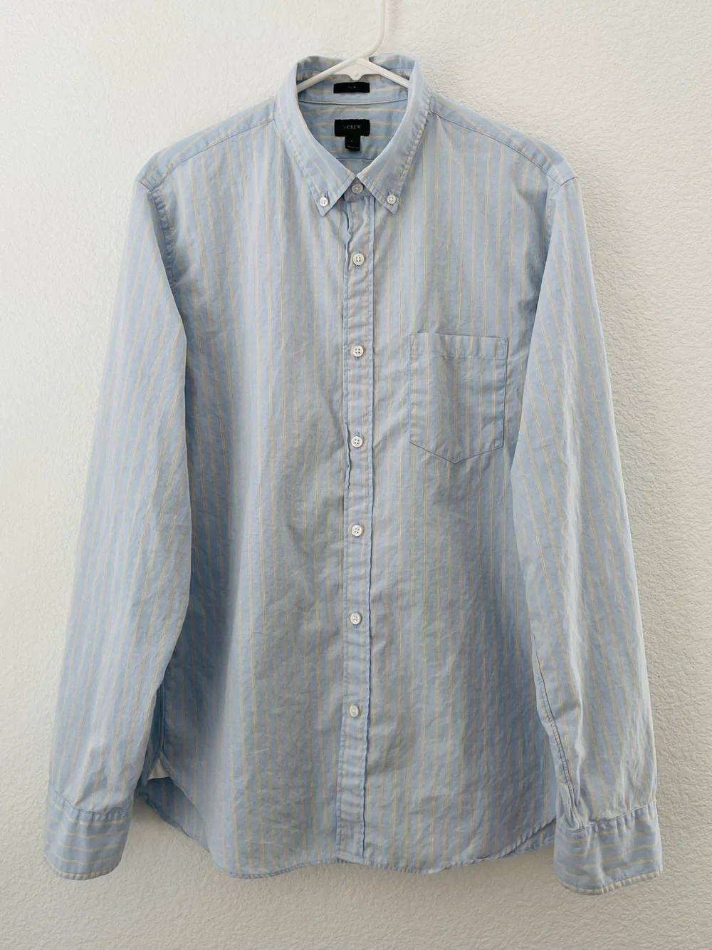 J. Crew Light Blue and Yellow Striped Button-Down Shirt